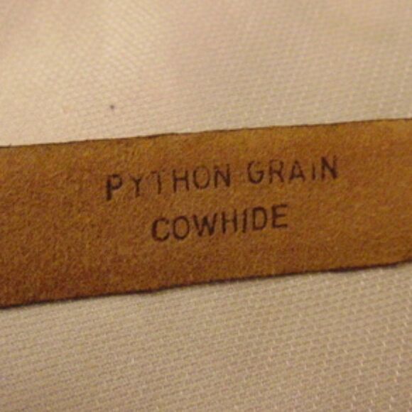 EUC VINTAGE LYNTONE 1431 Python Cowhide Yellow & Brown Belt Gold Hardware 28-30 - Picture 7 of 9